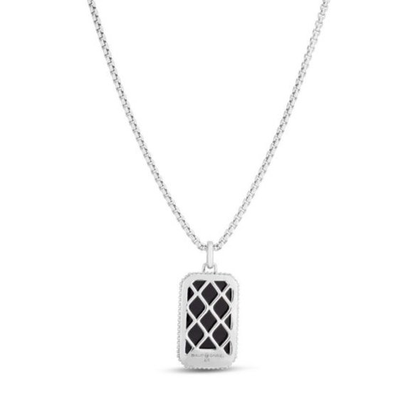 Men's Silver Onyx Tag Necklace - Picture 3 of 3